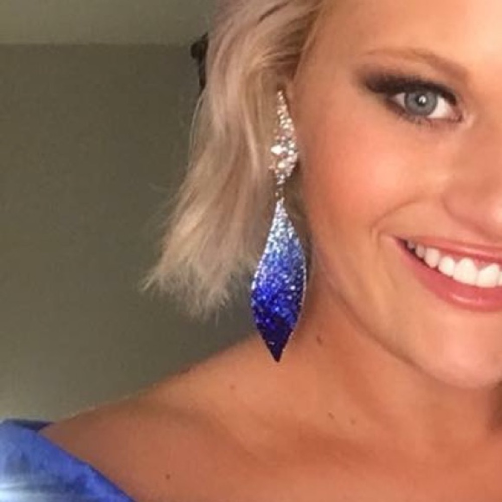 STEPHANIE SOMERS earrings 4 inch BLUE OMBRÉ